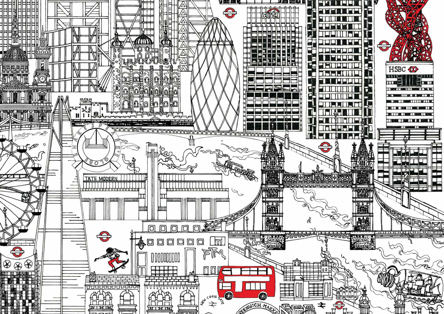 London Skyline Black and White