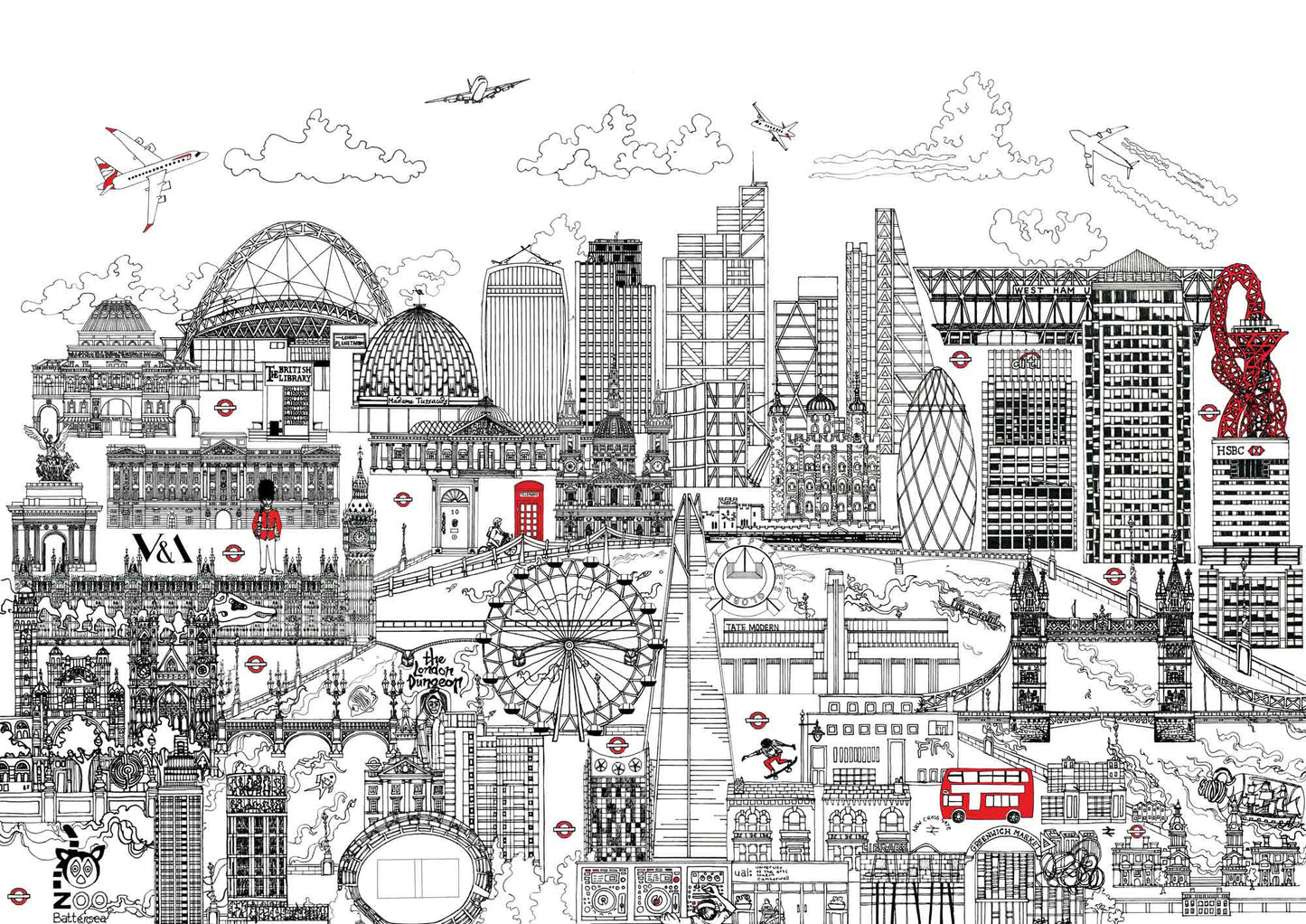 London Skyline Black and White