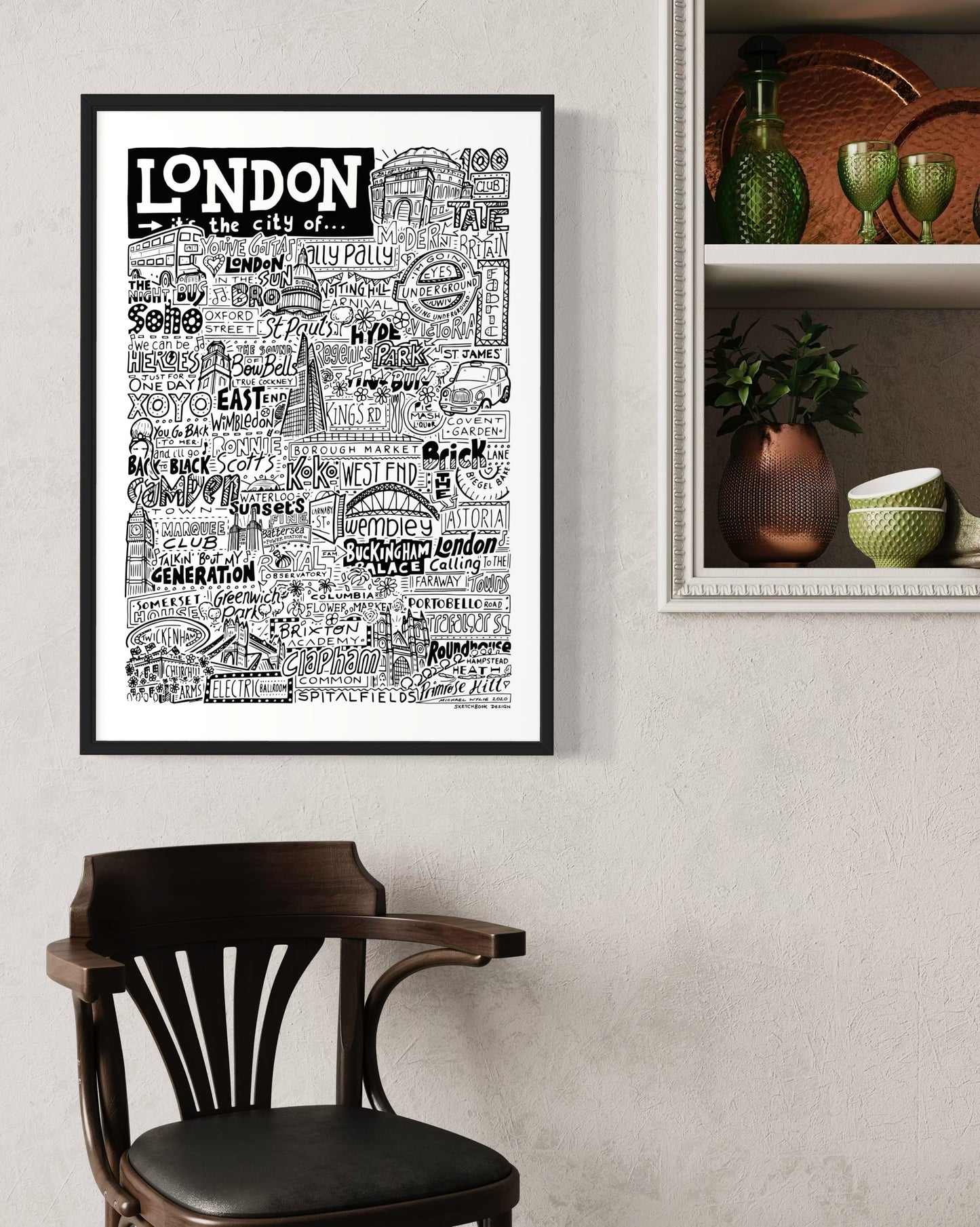 London Landmarks Black and White
