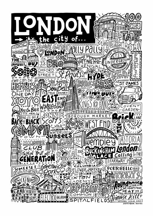 London Landmarks Black and White